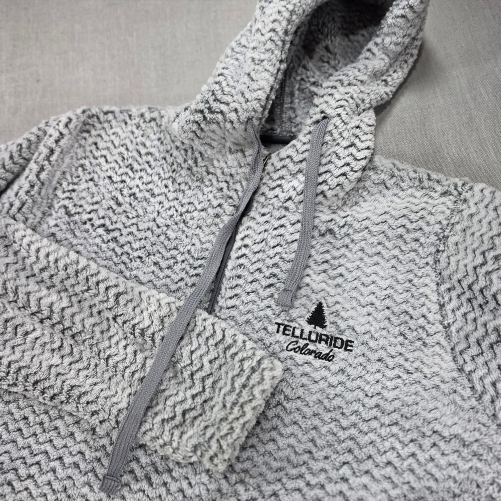 Top of the World Hoodie Women Large Grey Excellent Telluride Colorado Fleece